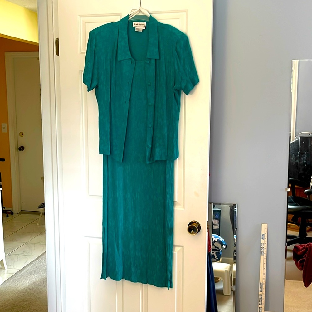 Vintage Karin Stevens Dress and Short Sleeve Jacket Size 14